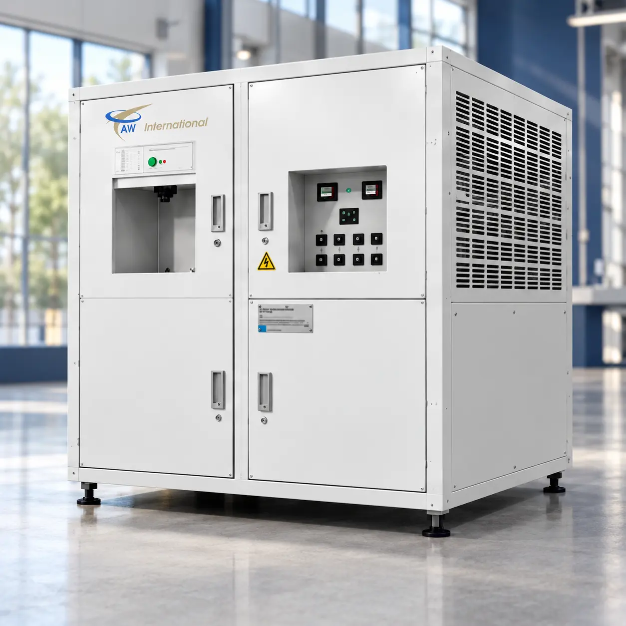 AWI1000L atmospheric water generator in a clean commercial setting.